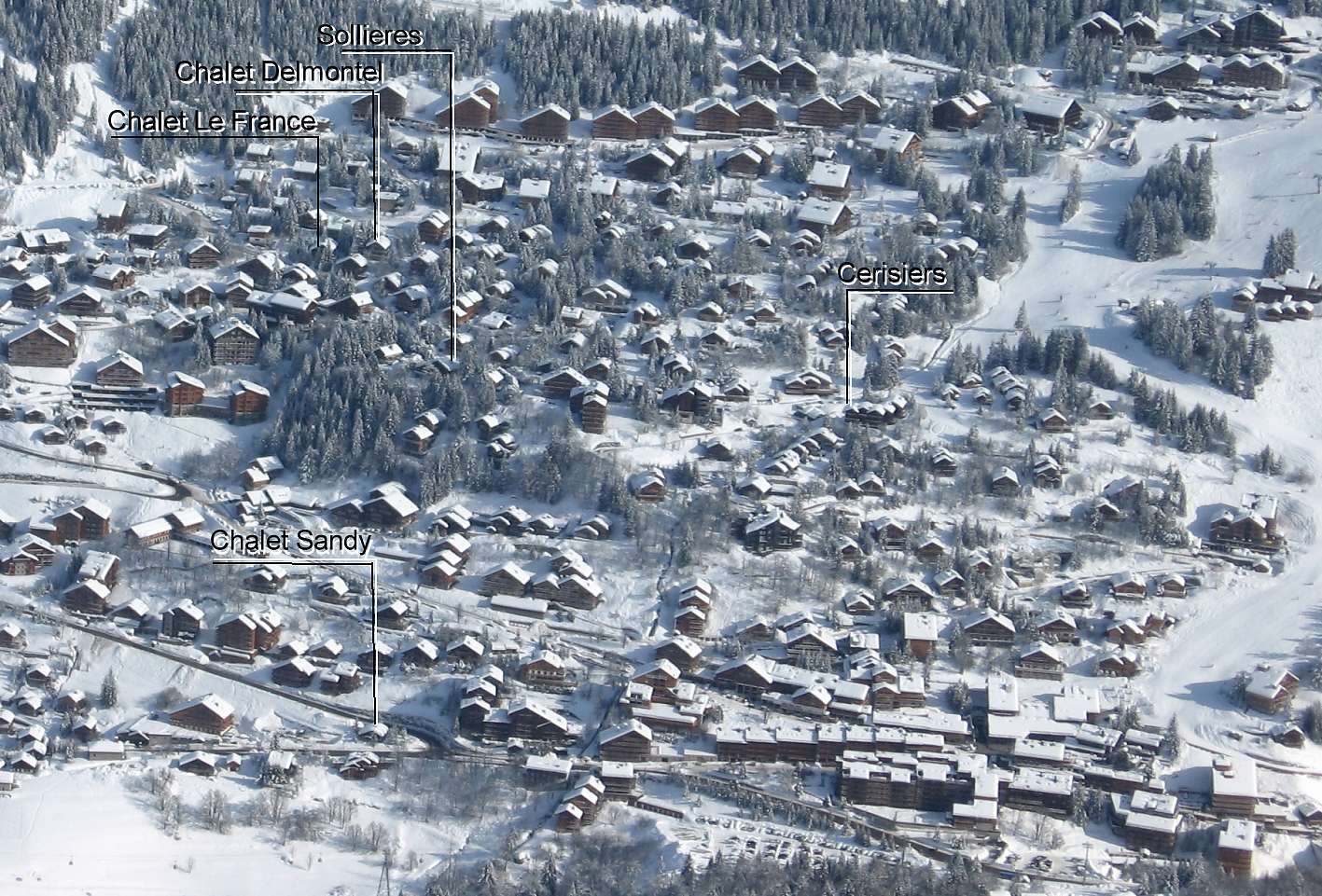 Map of Meribel for chalet Delmontel, Sandy and Sollieres